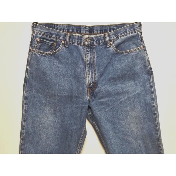 Levi Strauss Mens Jeans 40x29 Blue denim Straight Leg high rise medium wash cott - Picture 4 of 8